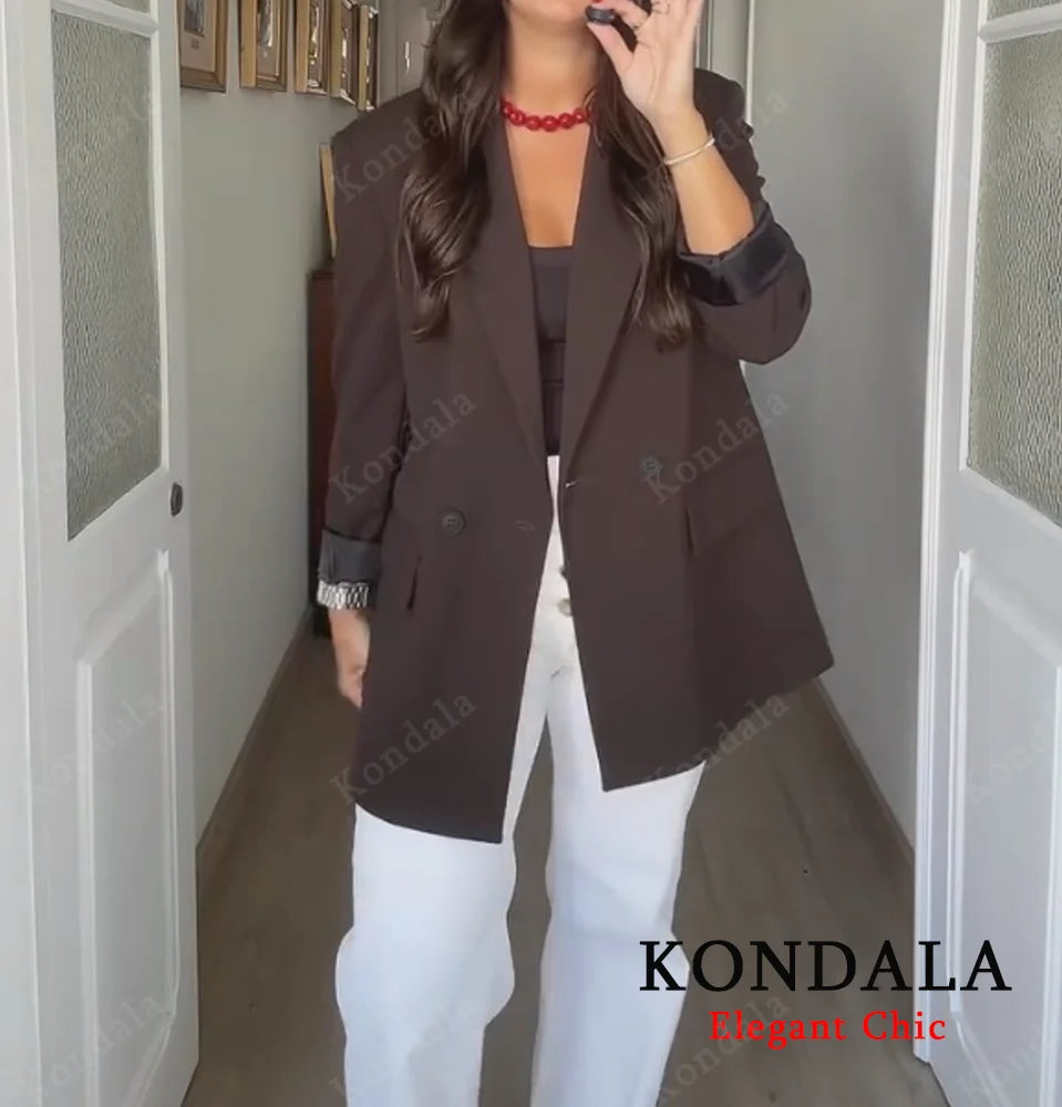 KONDALA Elegant Double Breasted Suit Women's Fall