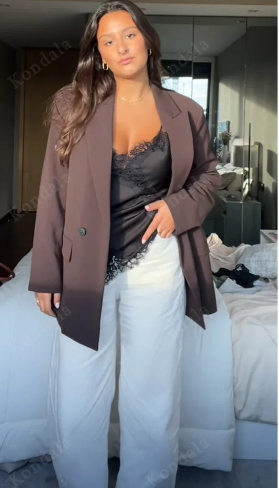 KONDALA Elegant Double Breasted Suit Women's Fall